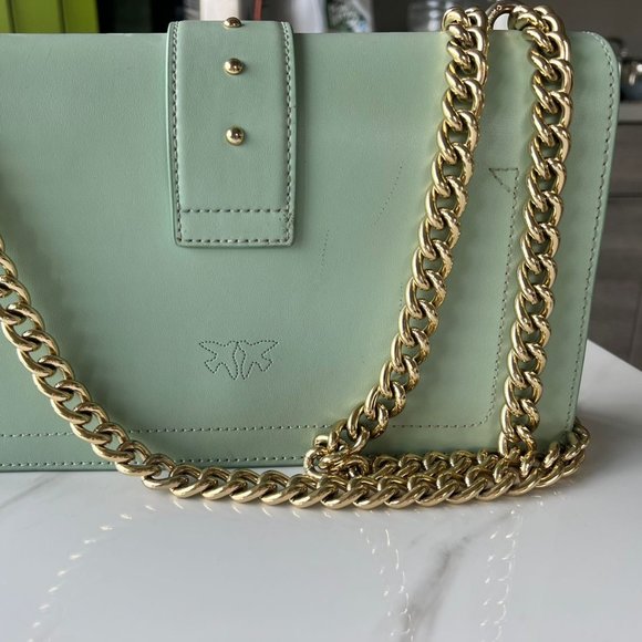 PINKO Classic Love One Bag Leather Mint-Green Limited Edition - Picture 4 of 6